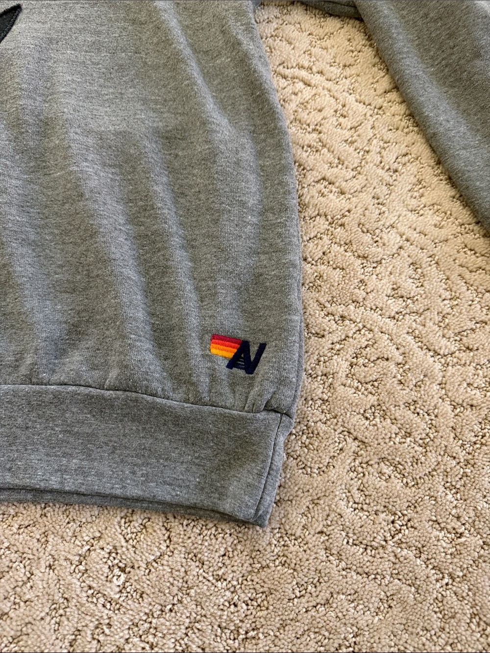 Aviator Nation Crewneck Sweatshirt with Lightning Bolt and Rainbow Sleeve Detail - Picture 3 of 5